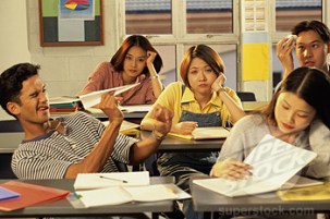 High school students bored in a classroom